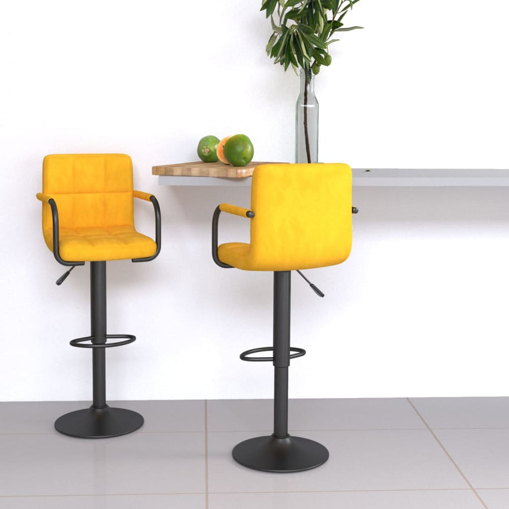 Bar stools, 2 pcs., mustard yellow, velvet
