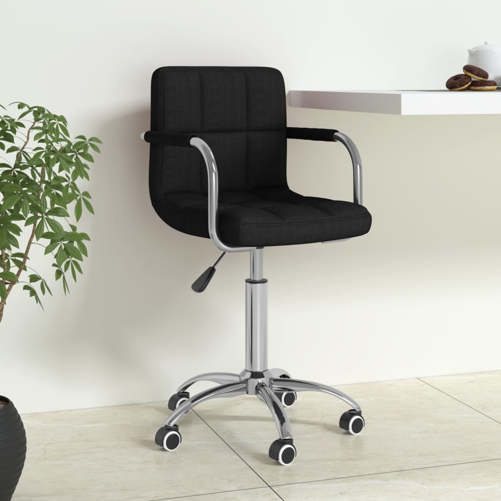 Swivel office chair, black, fabric