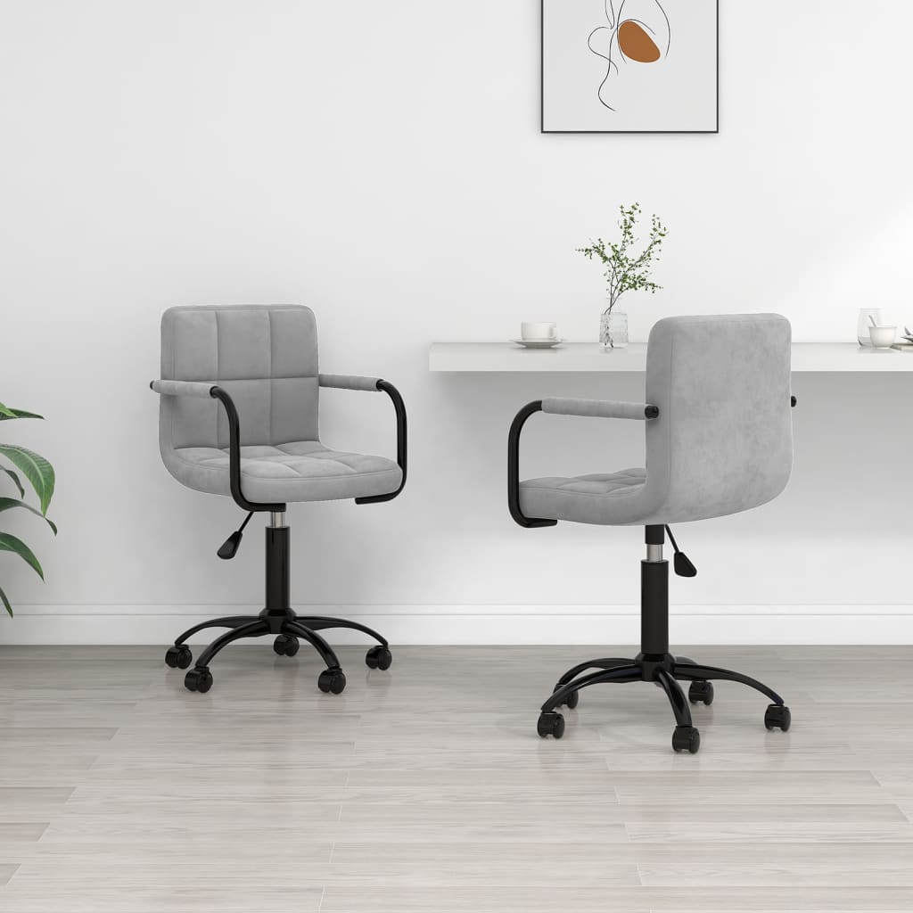 Swivel Dining Chairs, 2 pcs., Light Grey, Velvet