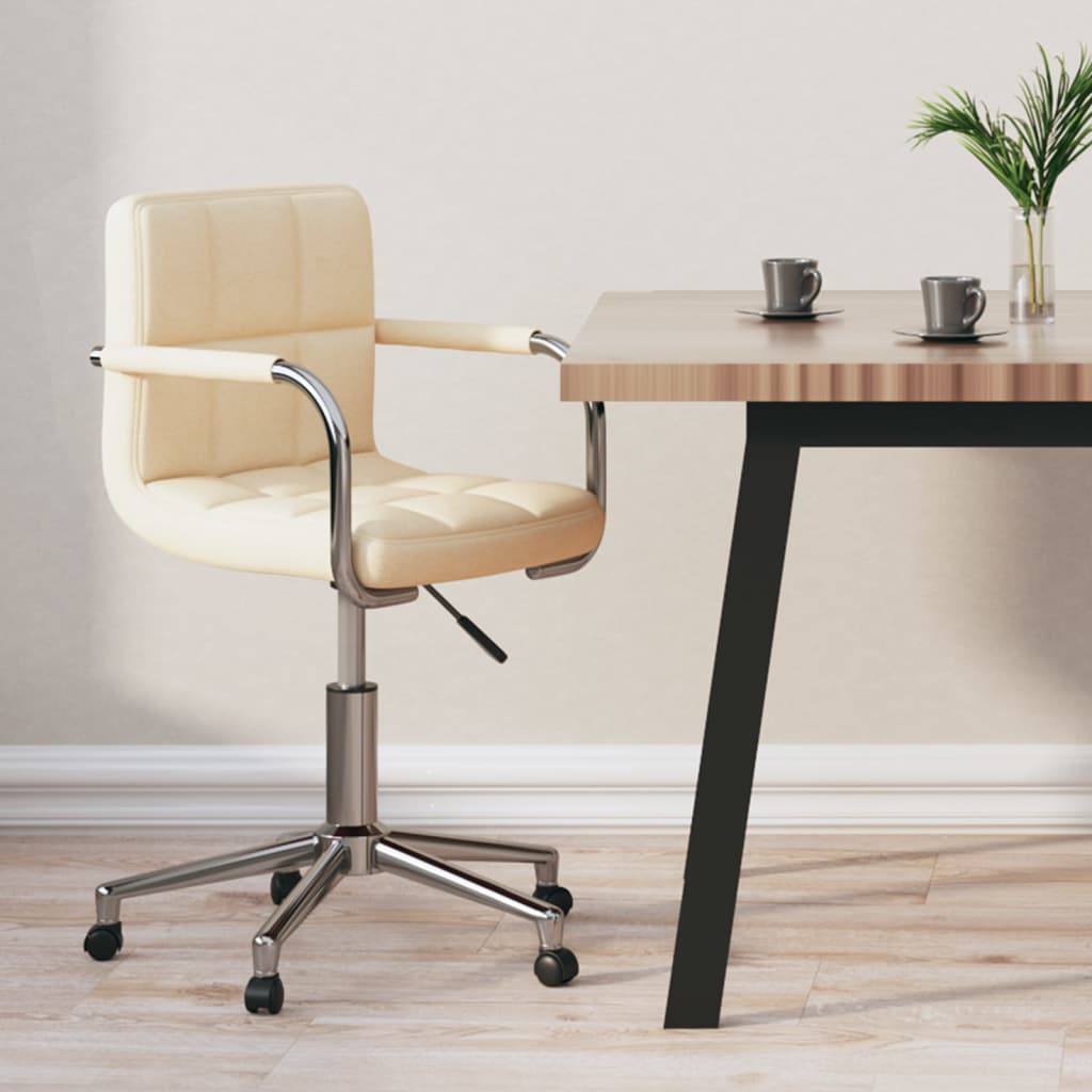 Swivel office chair, cream-colored, fabric