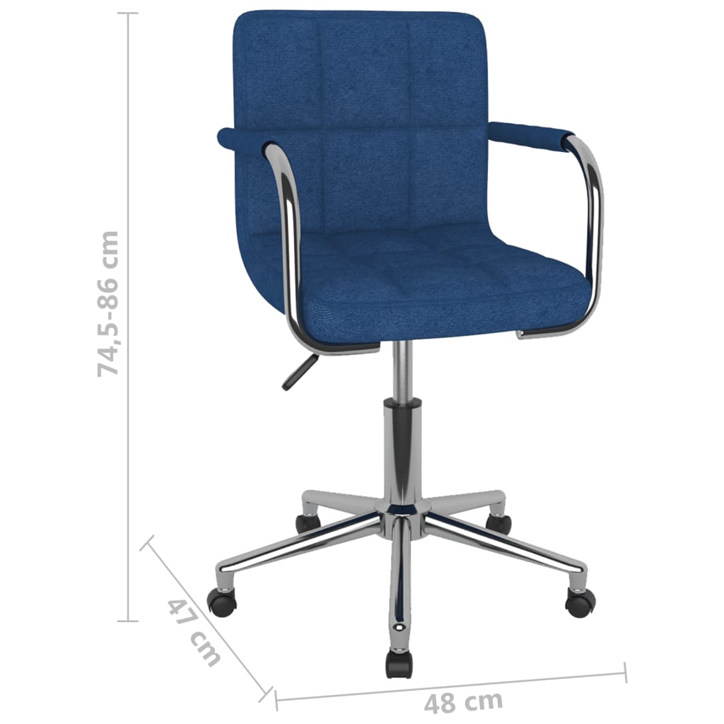 Swivel office chair, blue, fabric