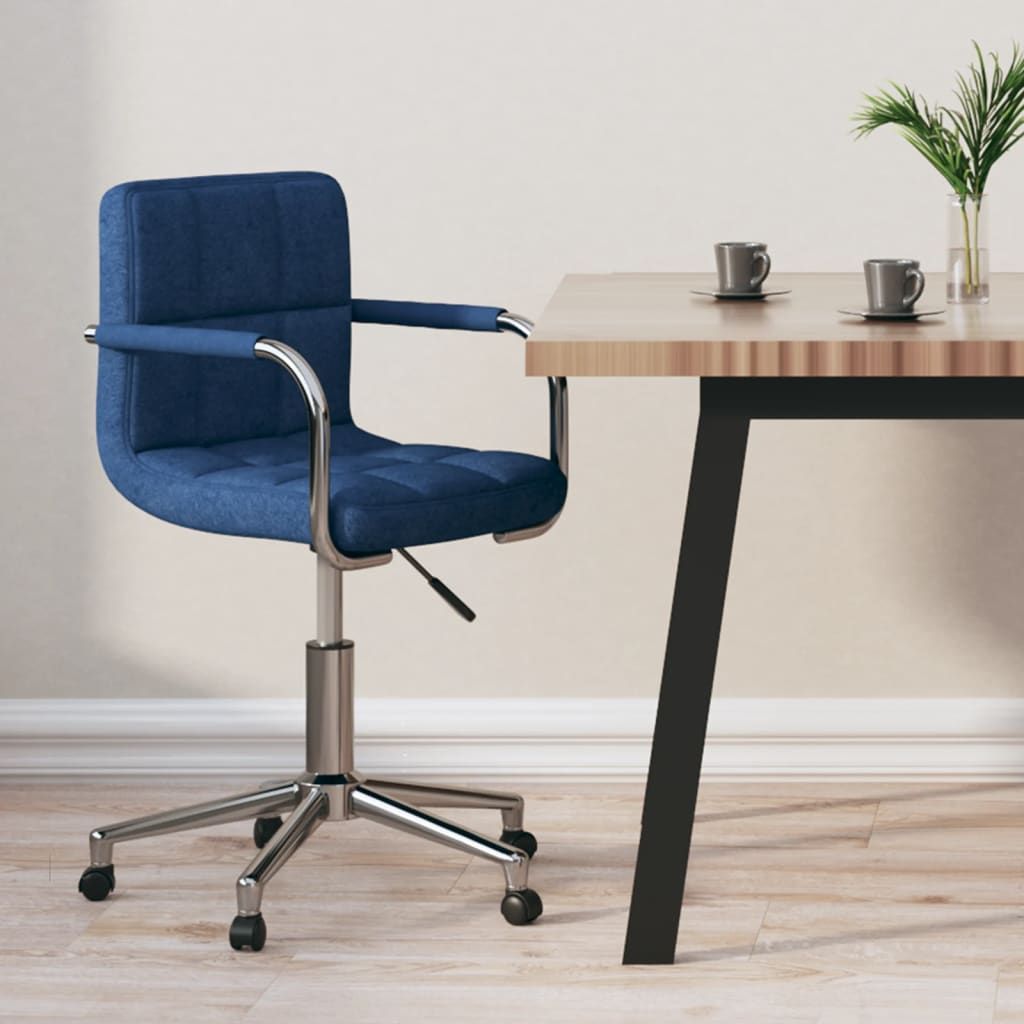 Swivel office chair, blue, fabric
