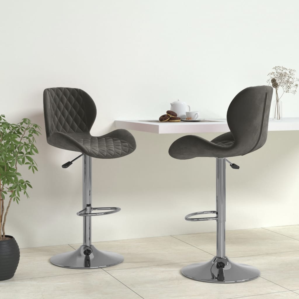 Bar stools, 2 pcs., dark grey, velvet