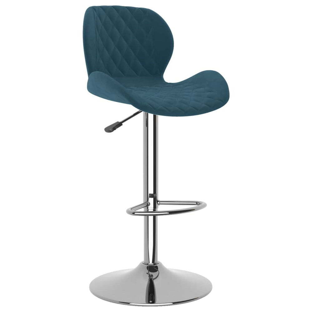 Bar stools, 2 pcs, blue, velvet
