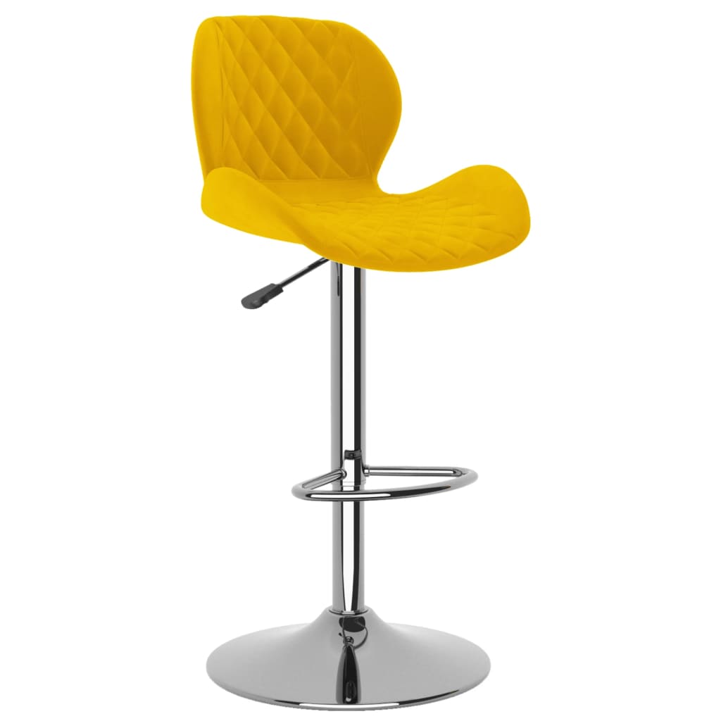 Bar stools, 2 pcs., mustard yellow, velvet