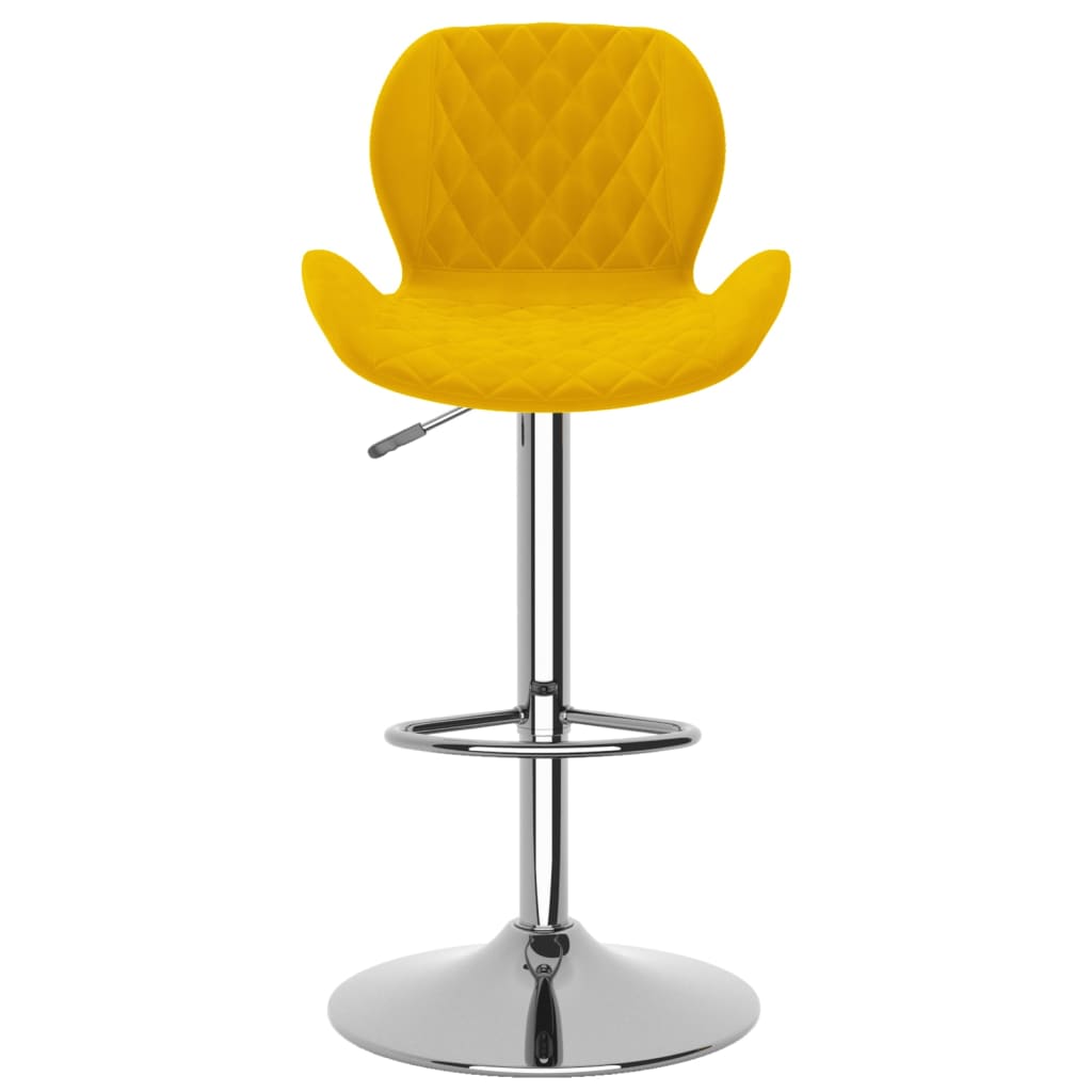 Bar stools, 2 pcs., mustard yellow, velvet
