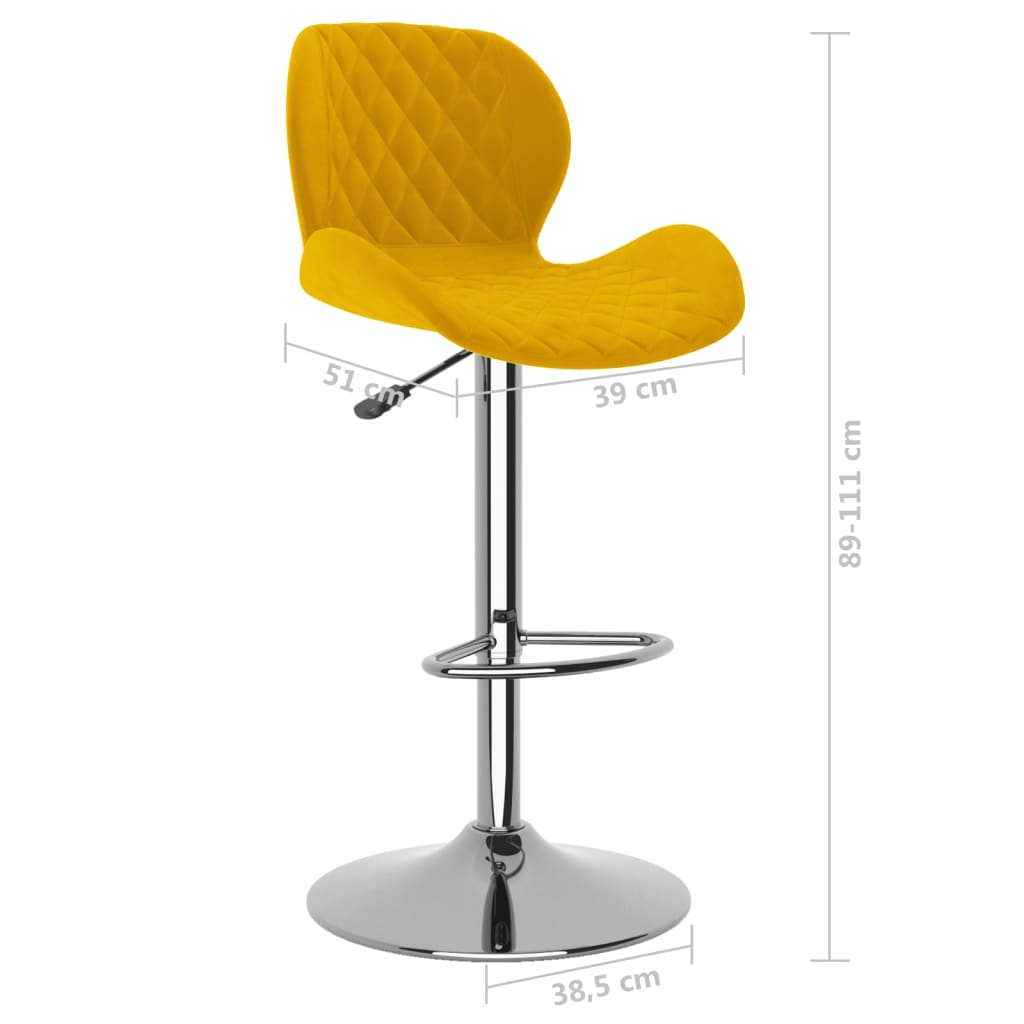 Bar stools, 2 pcs., mustard yellow, velvet