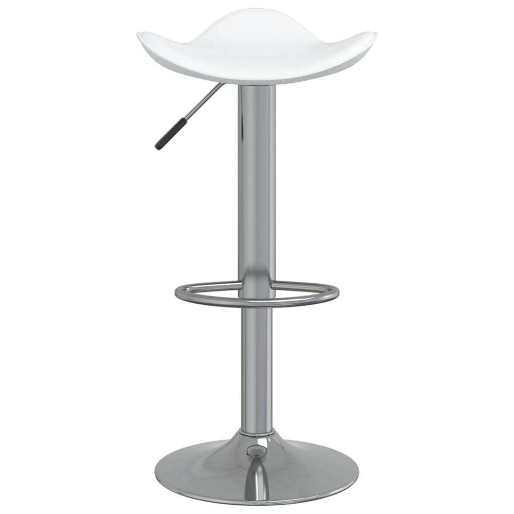 Bar stool, white, chrome-plated steel and artificial leather