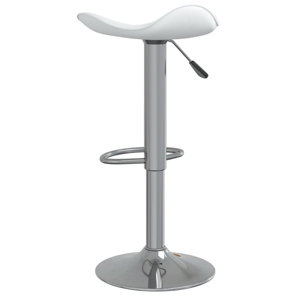 Bar stool, white, chrome-plated steel and artificial leather