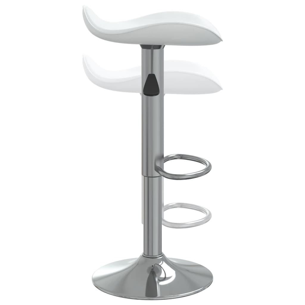 Bar stool, white, chrome-plated steel and artificial leather