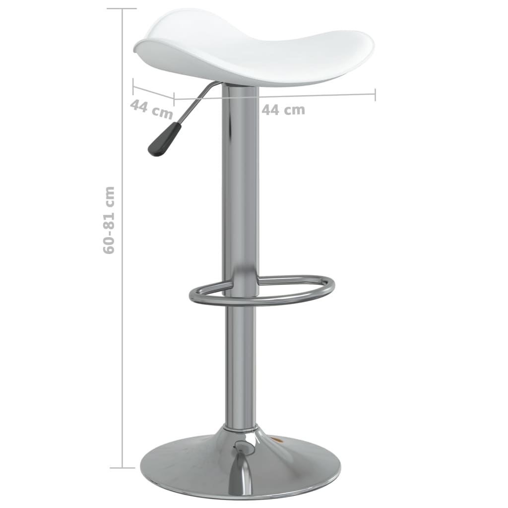 Bar stool, white, chrome-plated steel and artificial leather