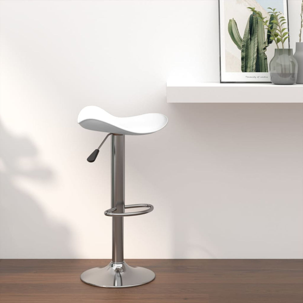 Bar stool, white, chrome-plated steel and artificial leather