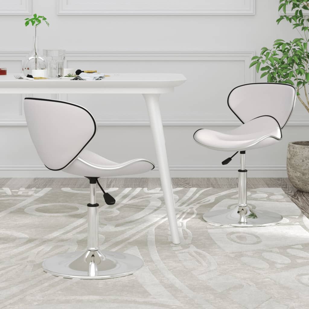 Dining chairs, 2 pcs., white, faux leather