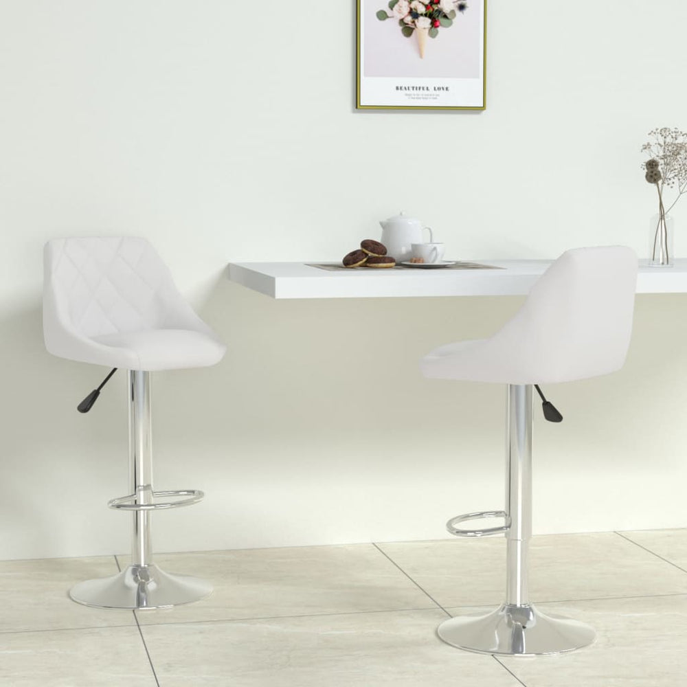 Bar stools, 2 pcs, white, artificial leather