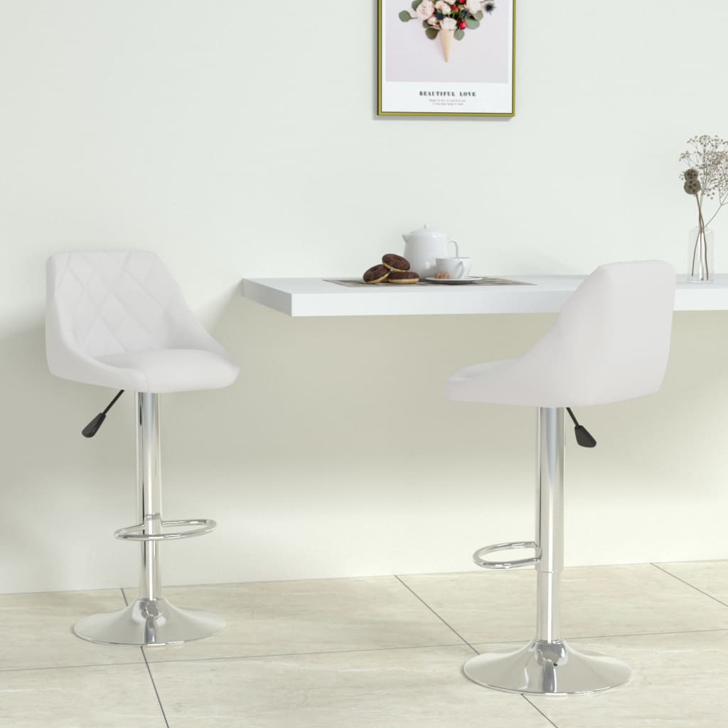Bar stools, 2 pcs, white, artificial leather