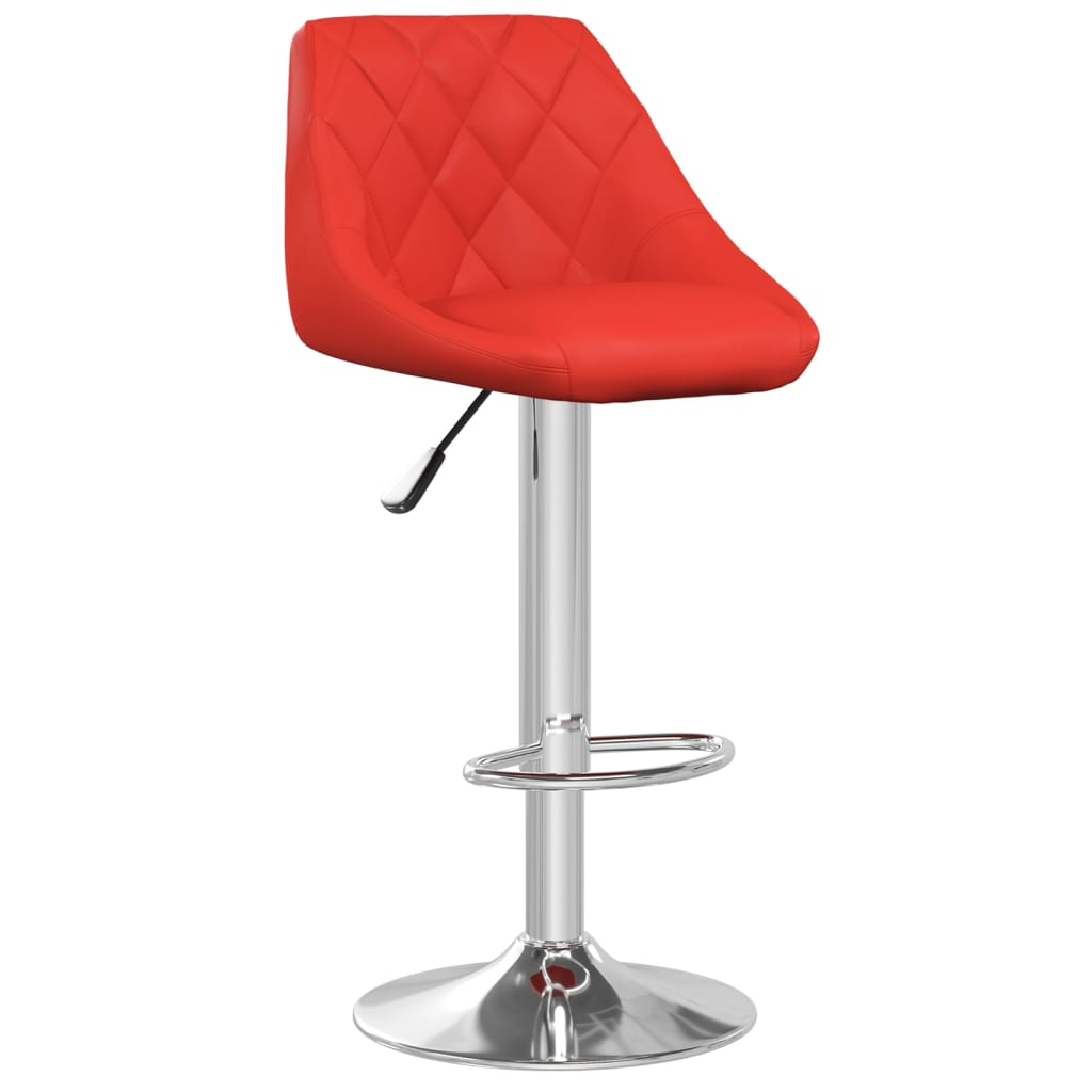 Bar stools, 2 pcs., red, artificial leather