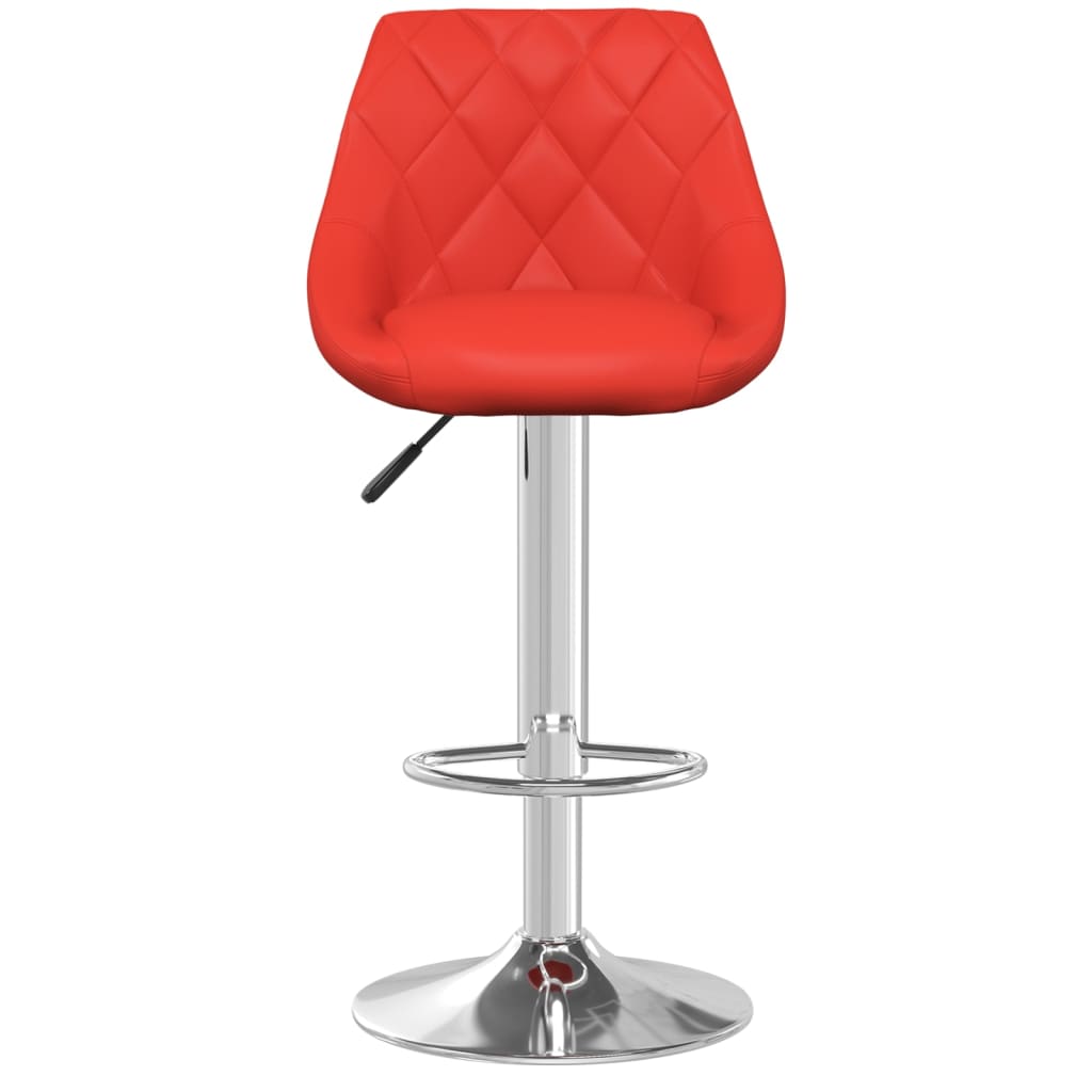 Bar stools, 2 pcs., red, artificial leather