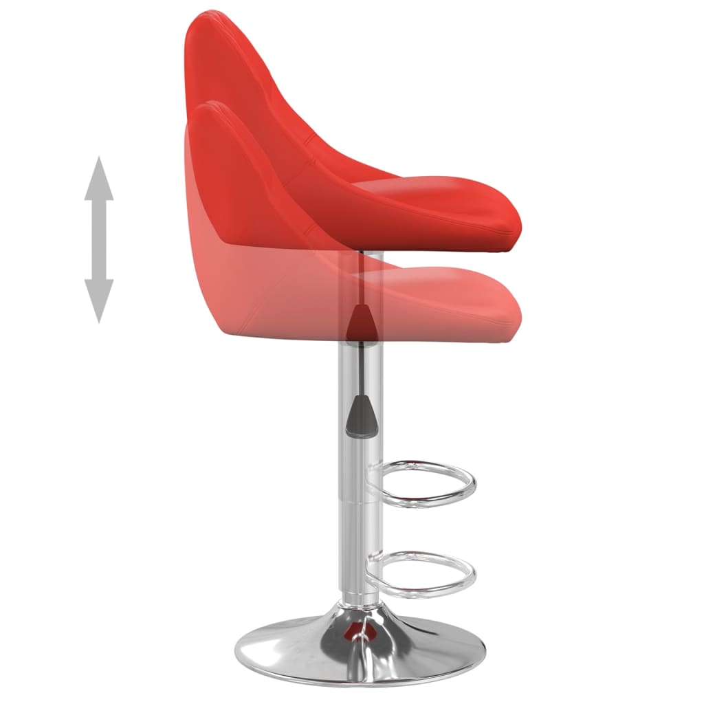 Bar stools, 2 pcs., red, artificial leather