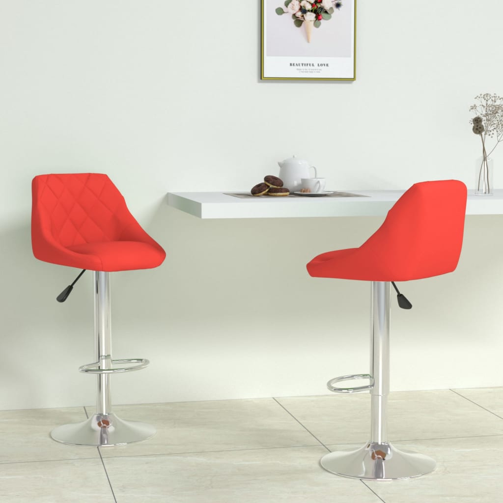 Bar stools, 2 pcs., red, artificial leather