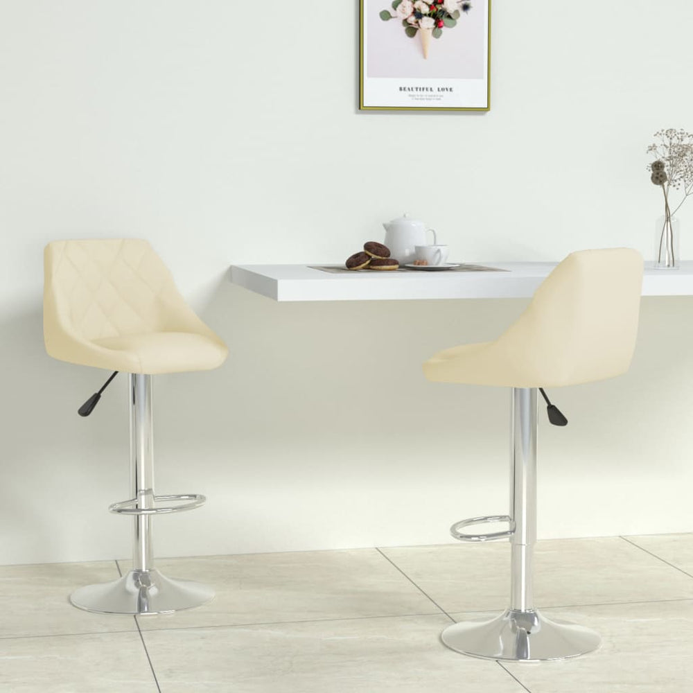 Bar stools, 2 pcs., cream, artificial leather