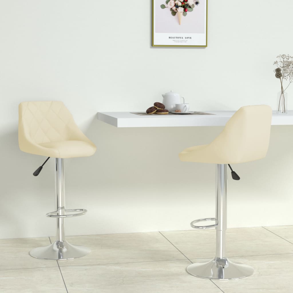 Bar stools, 2 pcs., cream, artificial leather