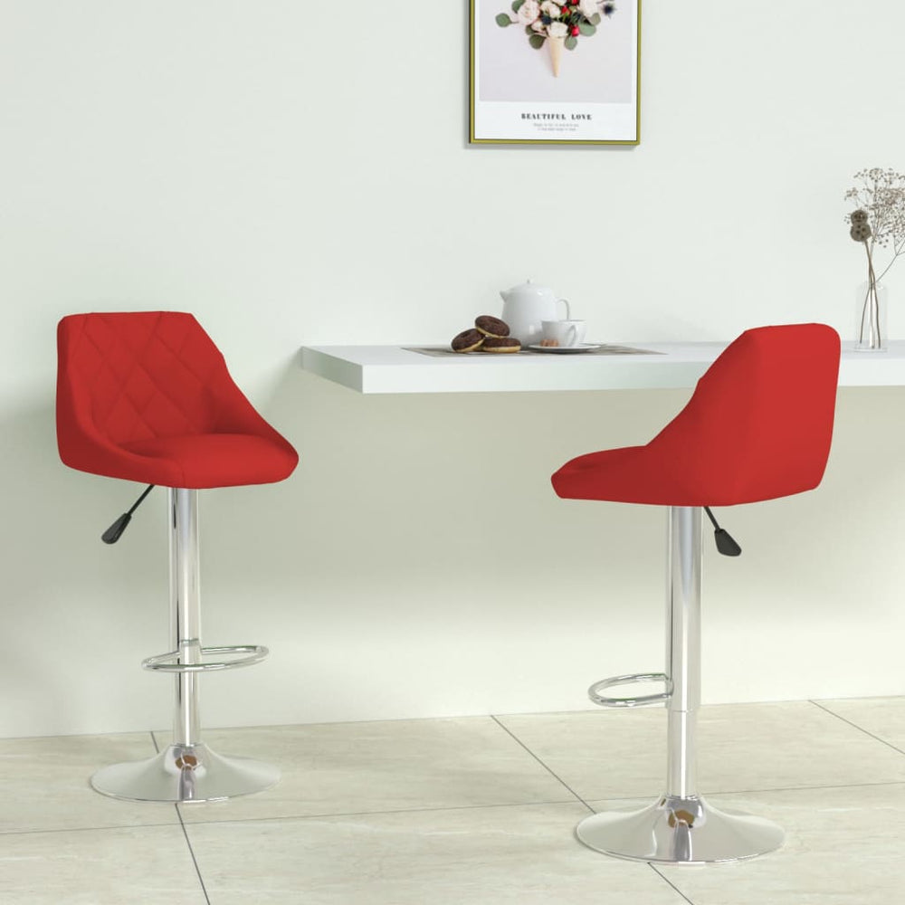 Bar stools, 2 pcs., burgundy, artificial leather