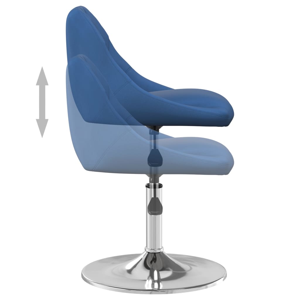 Swivel dining chairs, 2 pcs, blue, velvet