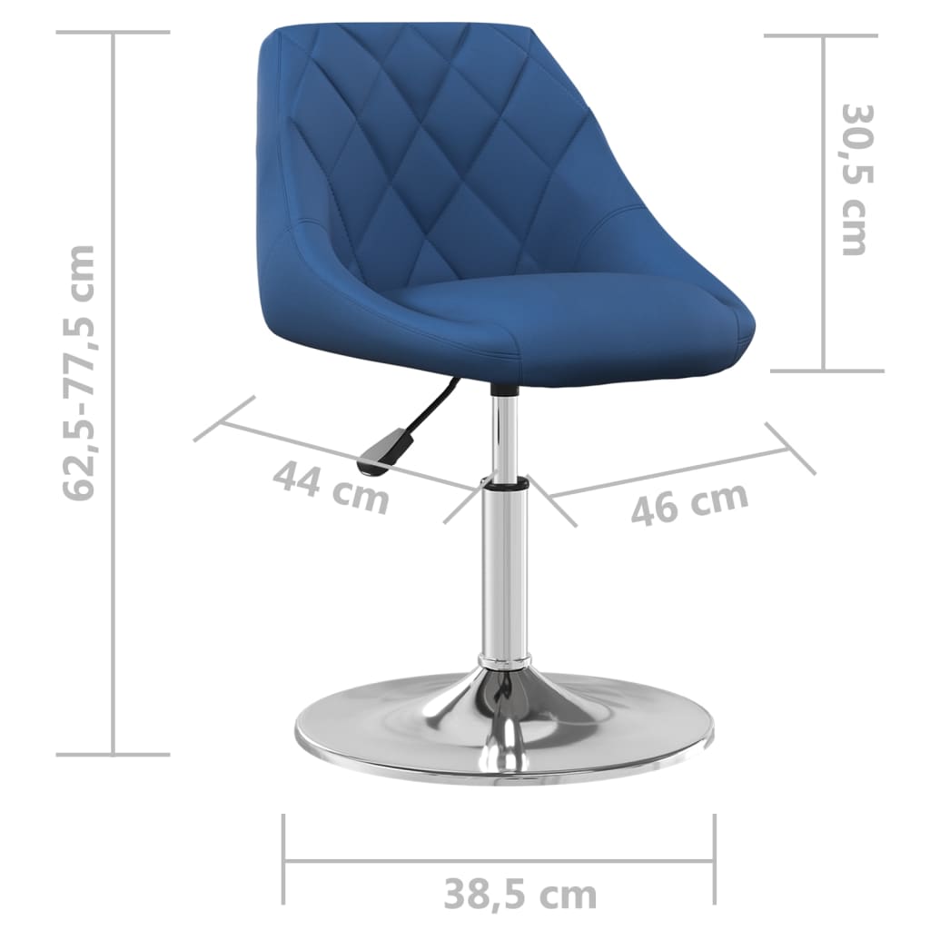 Swivel dining chairs, 2 pcs, blue, velvet