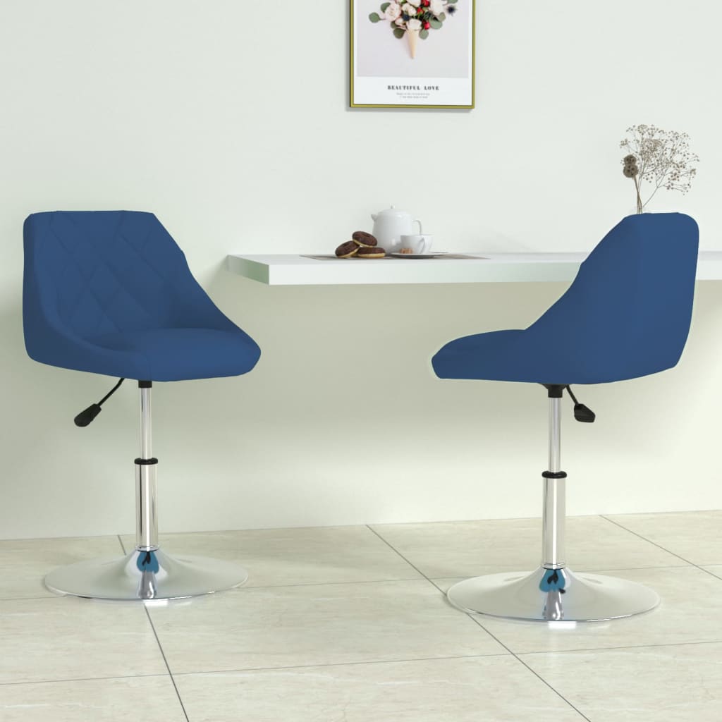 Swivel dining chairs, 2 pcs, blue, velvet
