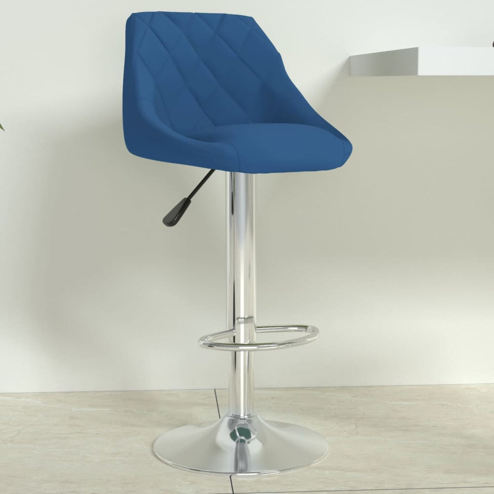 Bar stool, blue, velvet