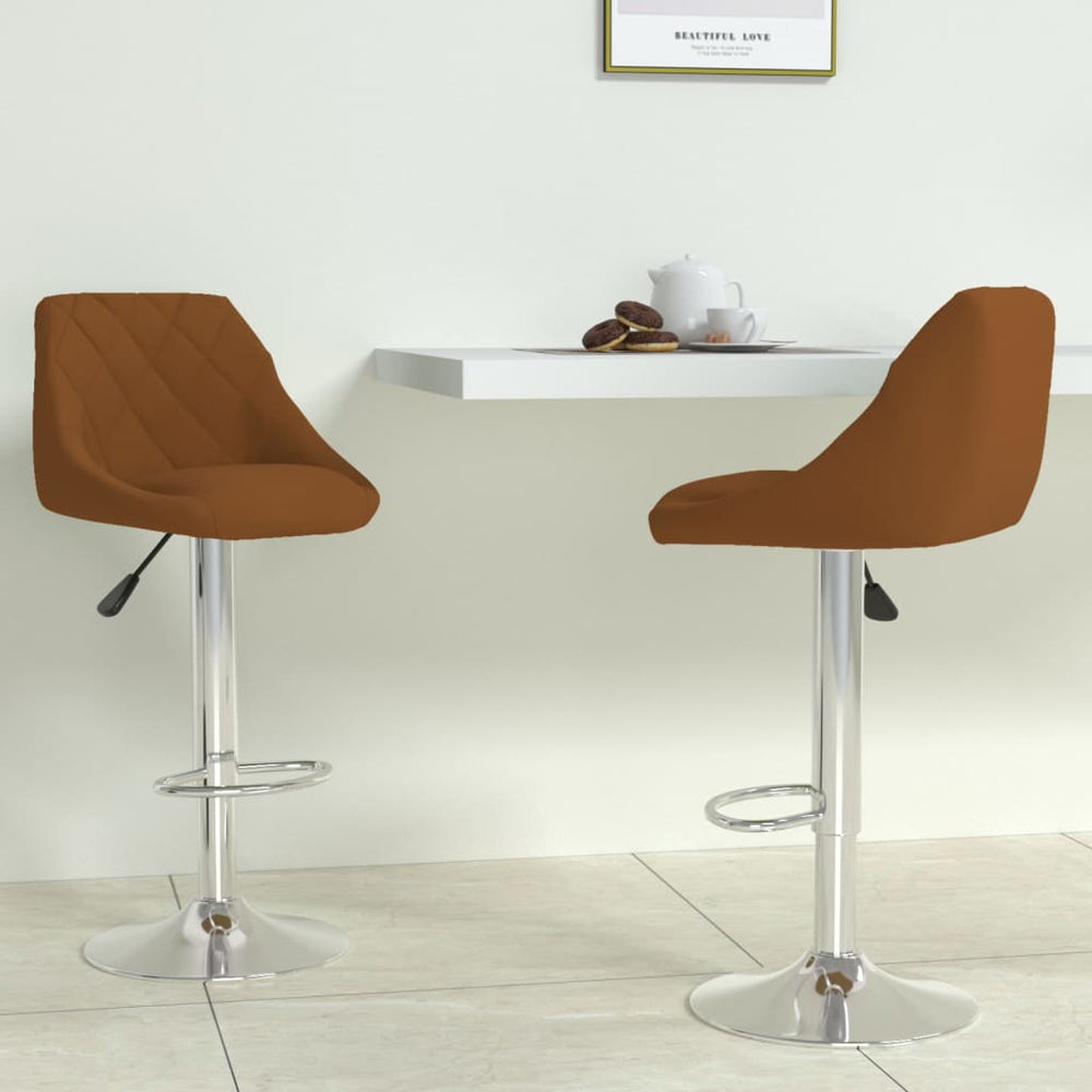 Bar stools, 2 pcs, brown, velvet