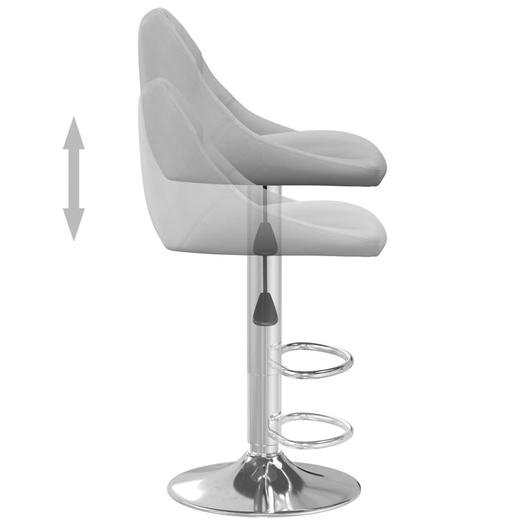 Bar stools, 2 pcs, light grey, velvet