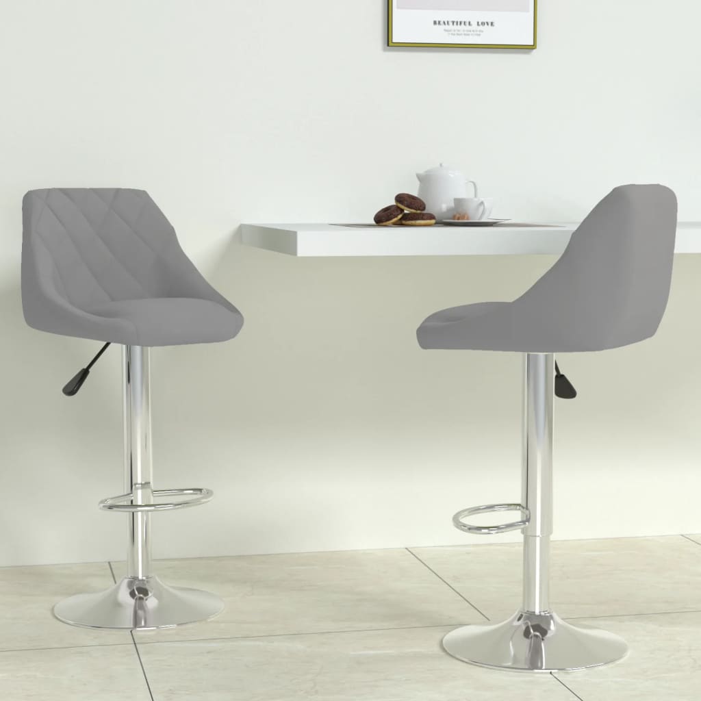 Bar stools, 2 pcs, light grey, velvet