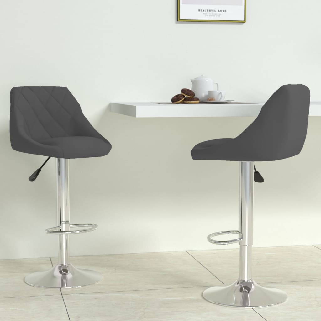Bar stools, 2 pcs., dark grey, velvet