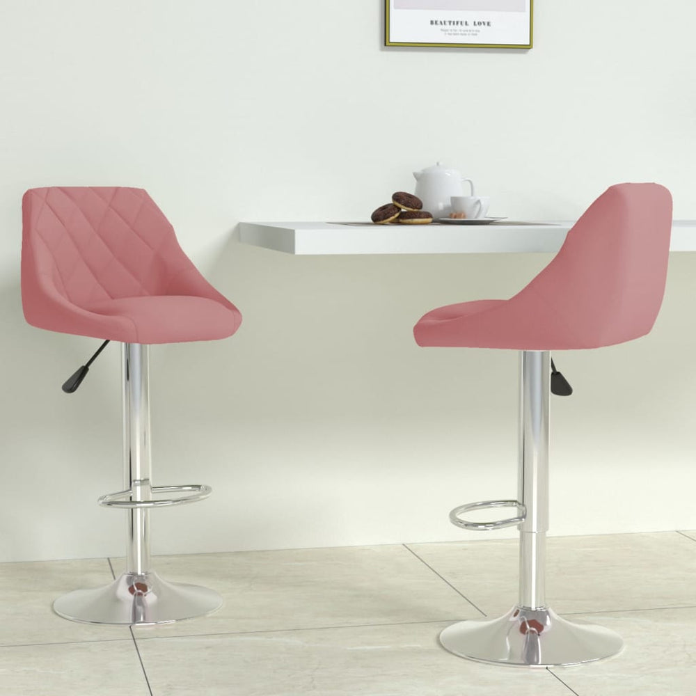Bar stools, 2 pcs, pink, velvet