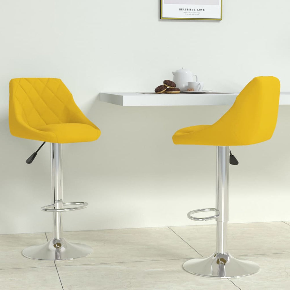 Bar stools, 2 pcs., mustard yellow, velvet