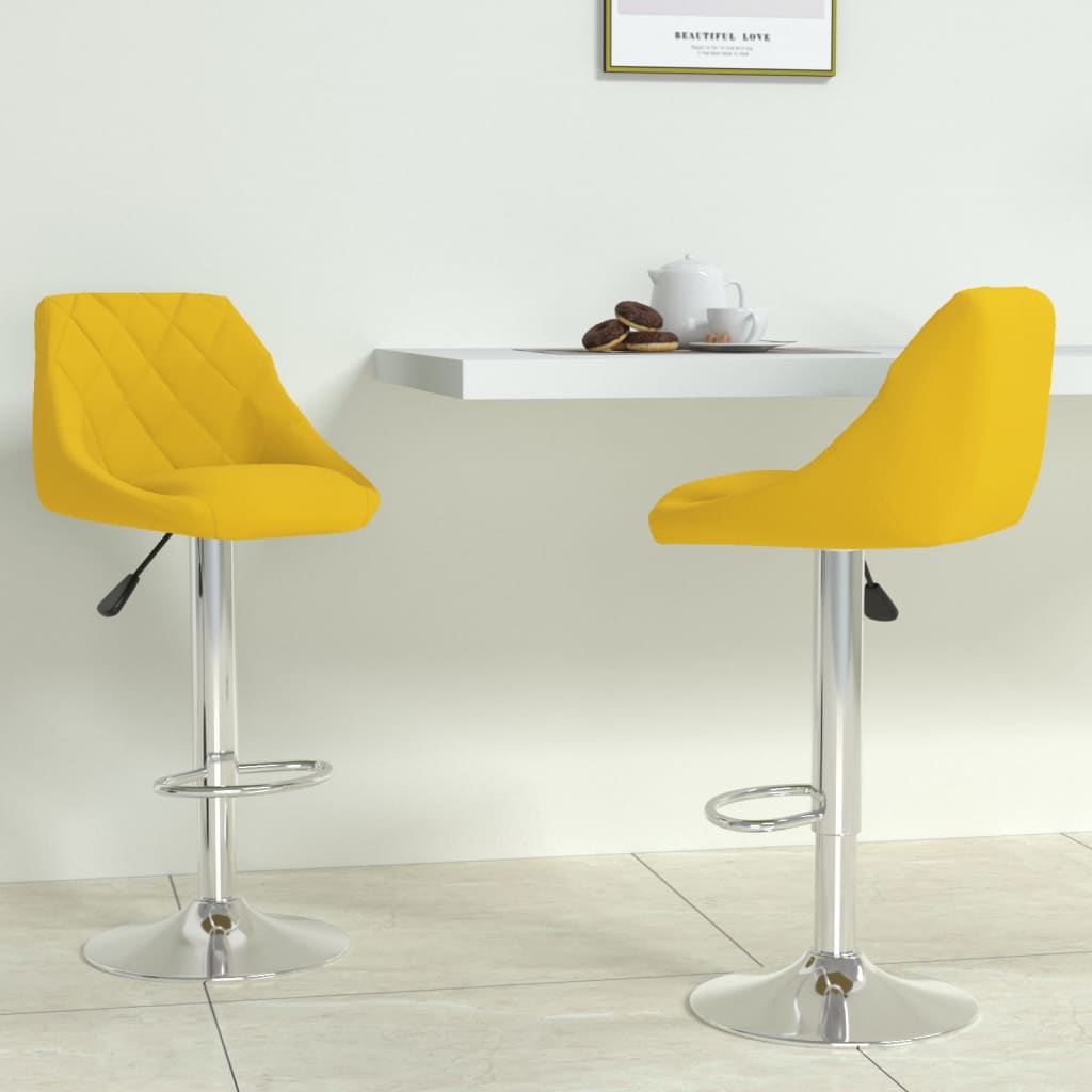 Bar stools, 2 pcs., mustard yellow, velvet