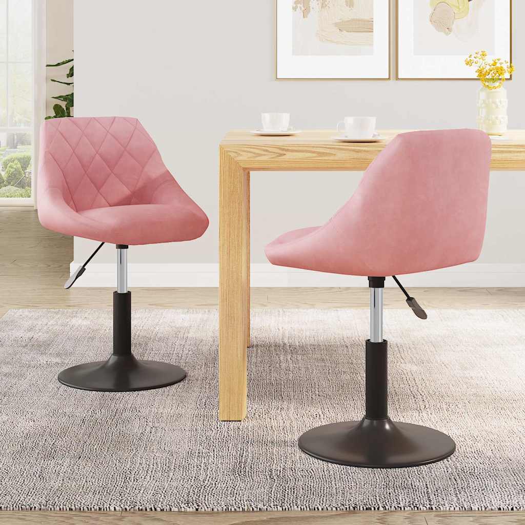 Swivel Dining Chairs, 2 pcs, Pink, Velvet