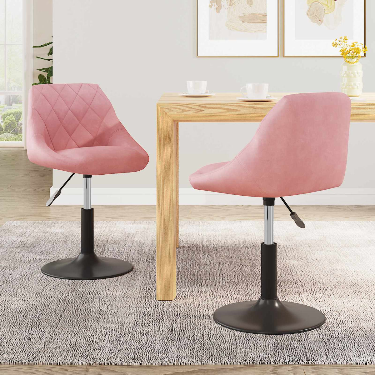 Swivel Dining Chairs, 2 pcs, Pink, Velvet