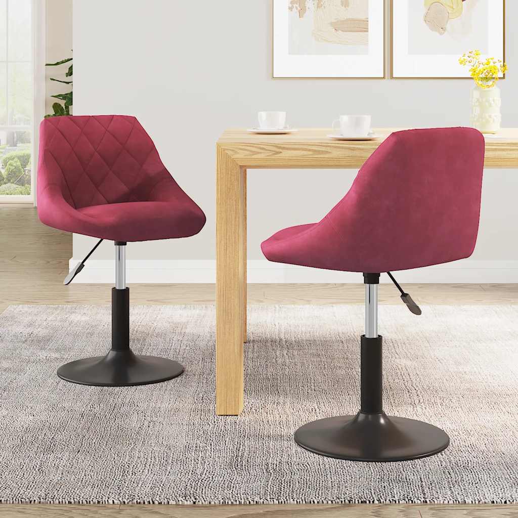 Swivel Dining Chairs, 2 pcs., Wine Red, Velvet