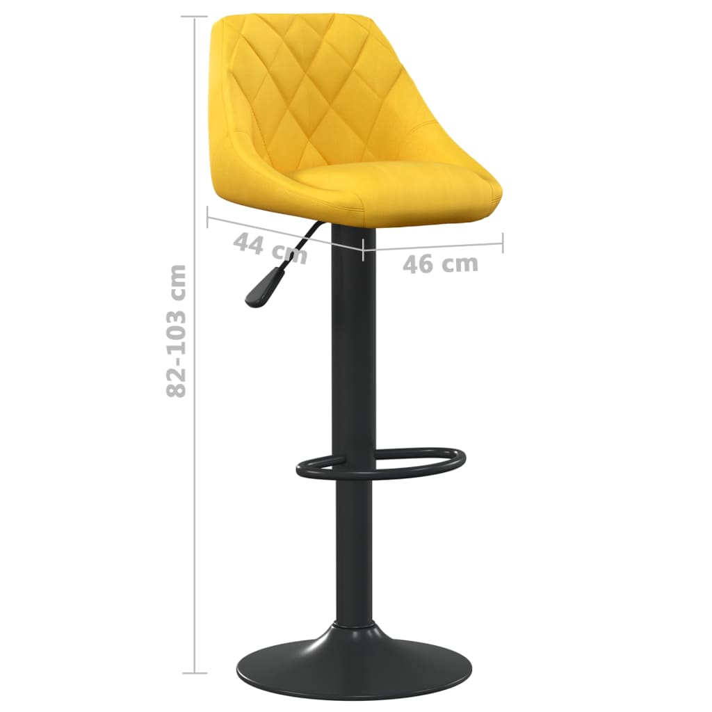 Bar stool, mustard yellow, velvet