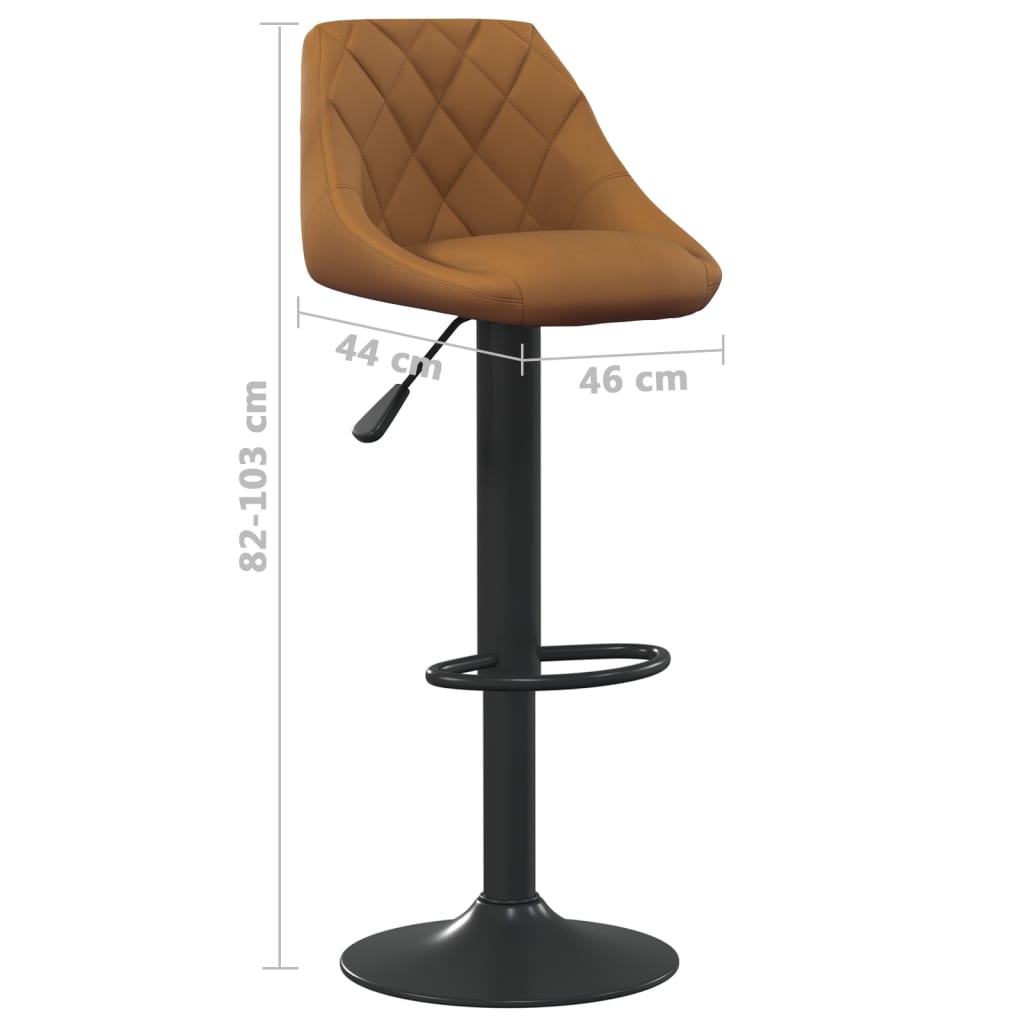 Bar stools, 2 pcs., brown, velvet