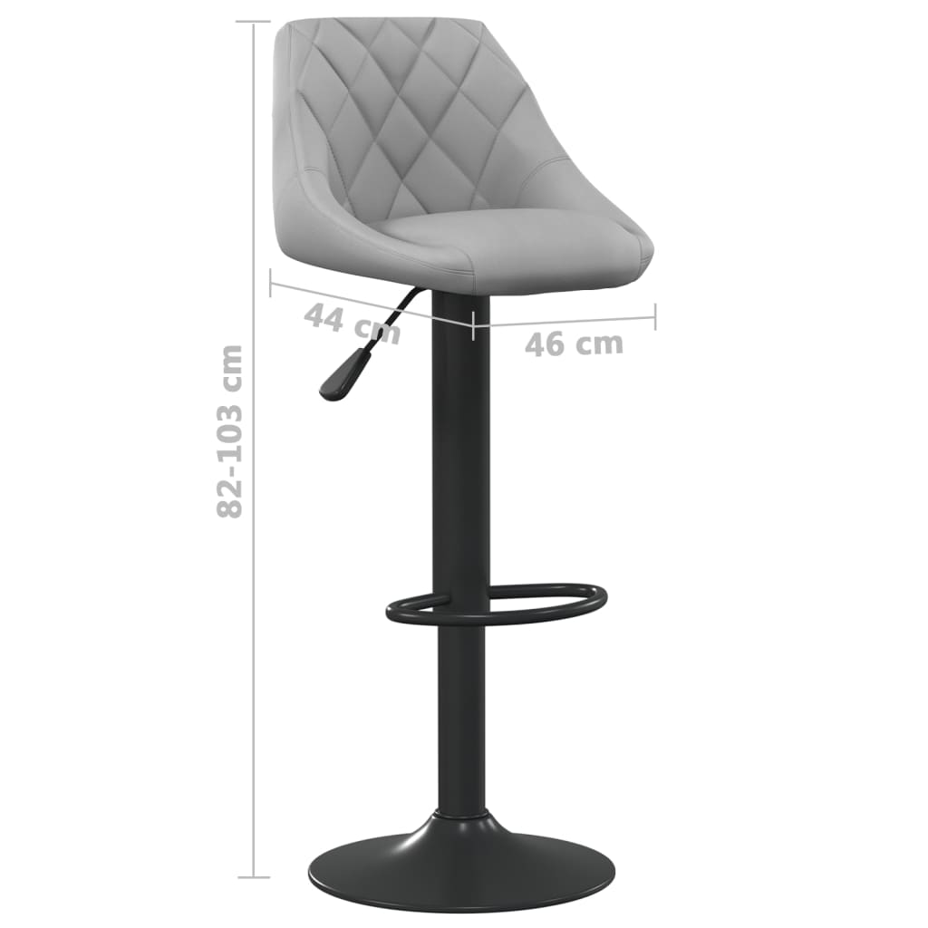 Bar stools, 2 pcs, light grey, velvet