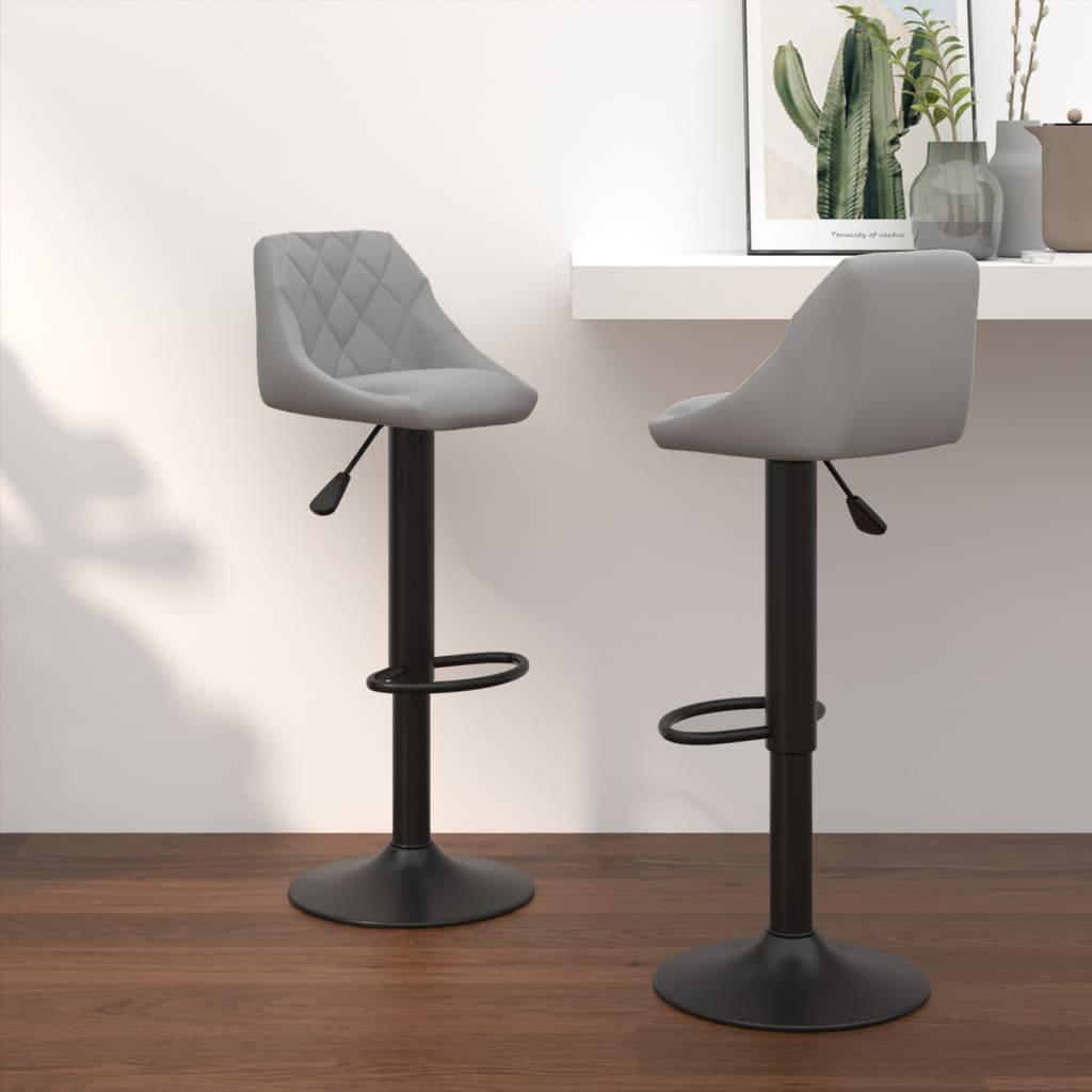 Bar stools, 2 pcs, light grey, velvet
