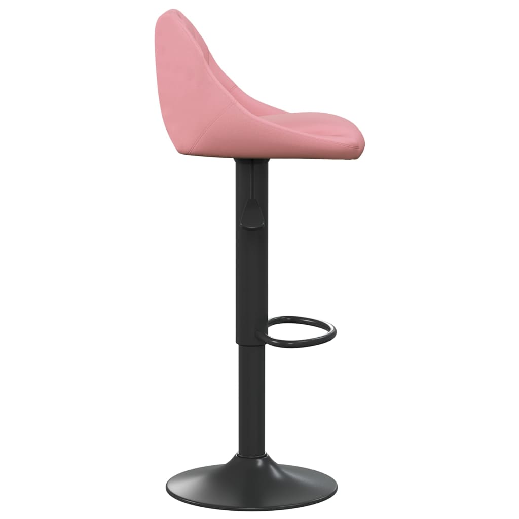 Bar stools, 2 pcs, pink, velvet