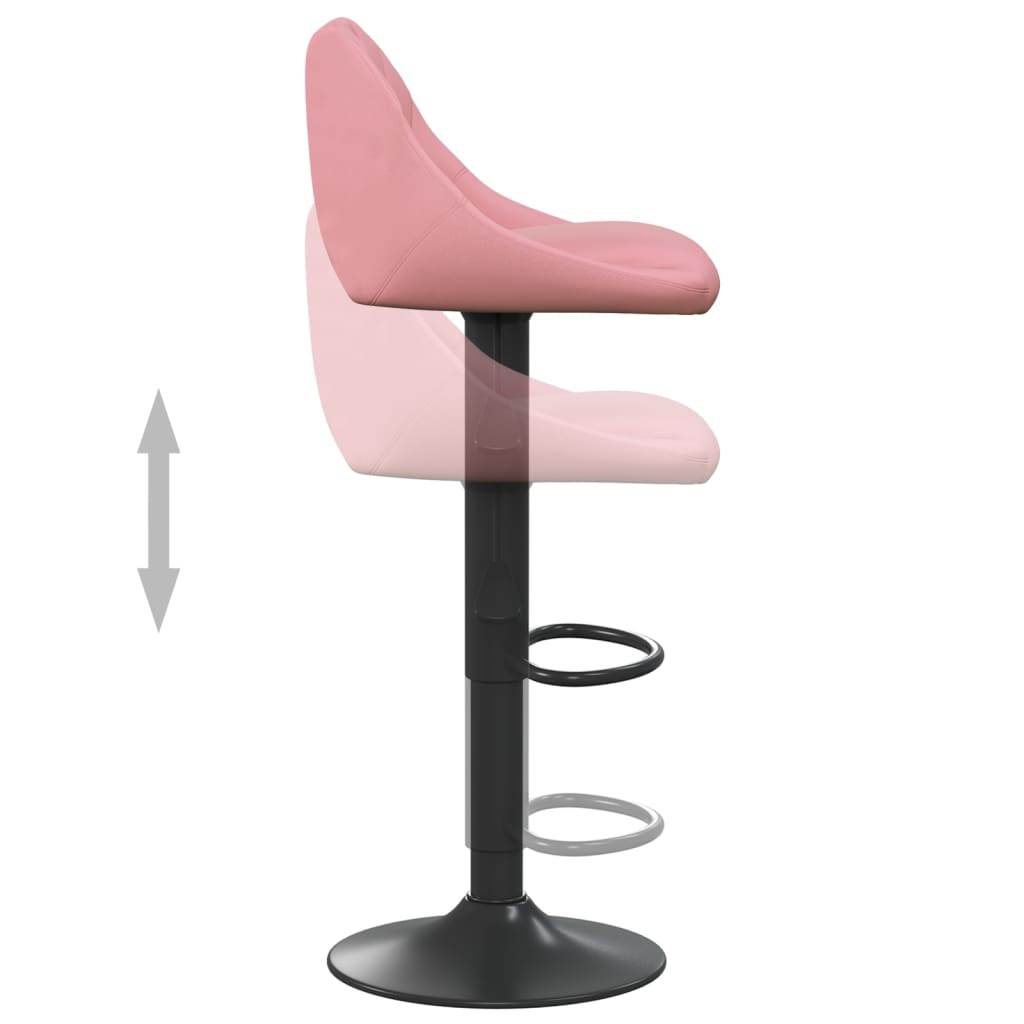 Bar stools, 2 pcs, pink, velvet