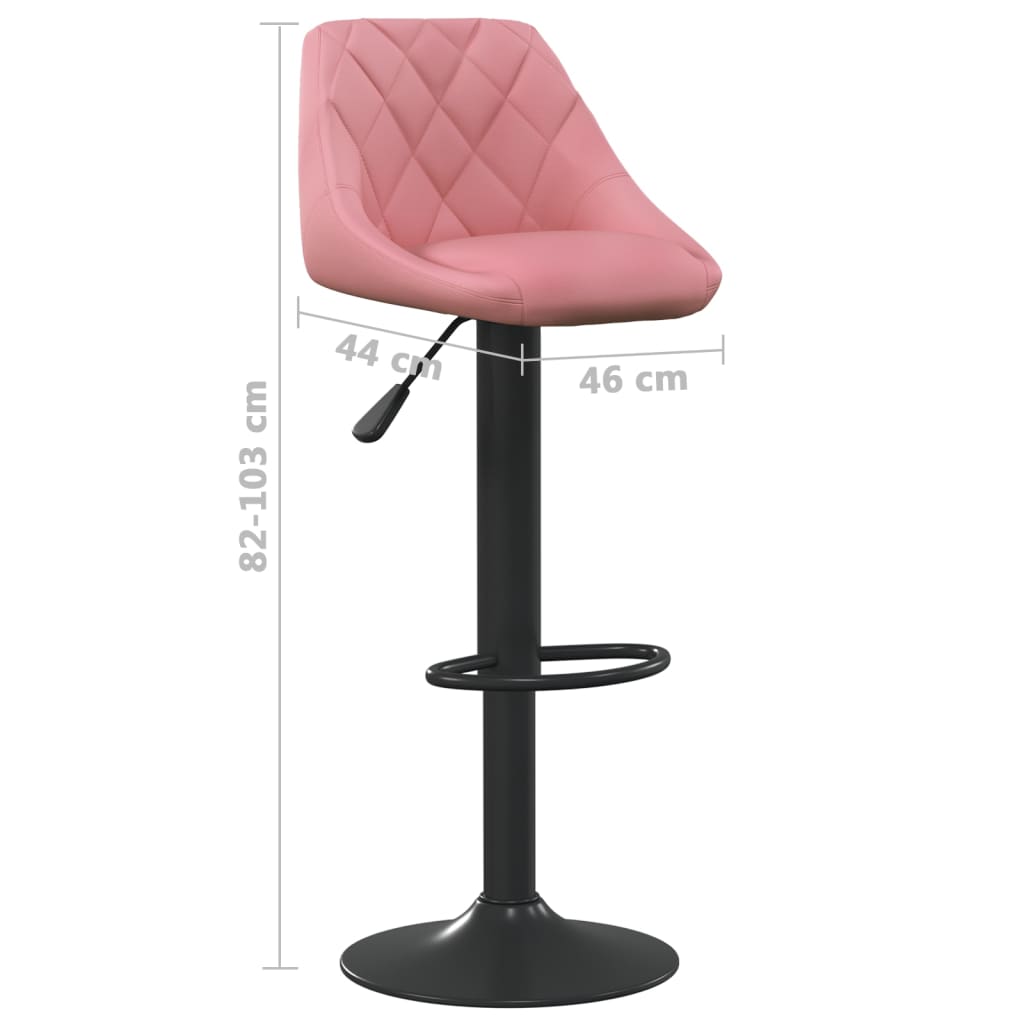 Bar stools, 2 pcs, pink, velvet