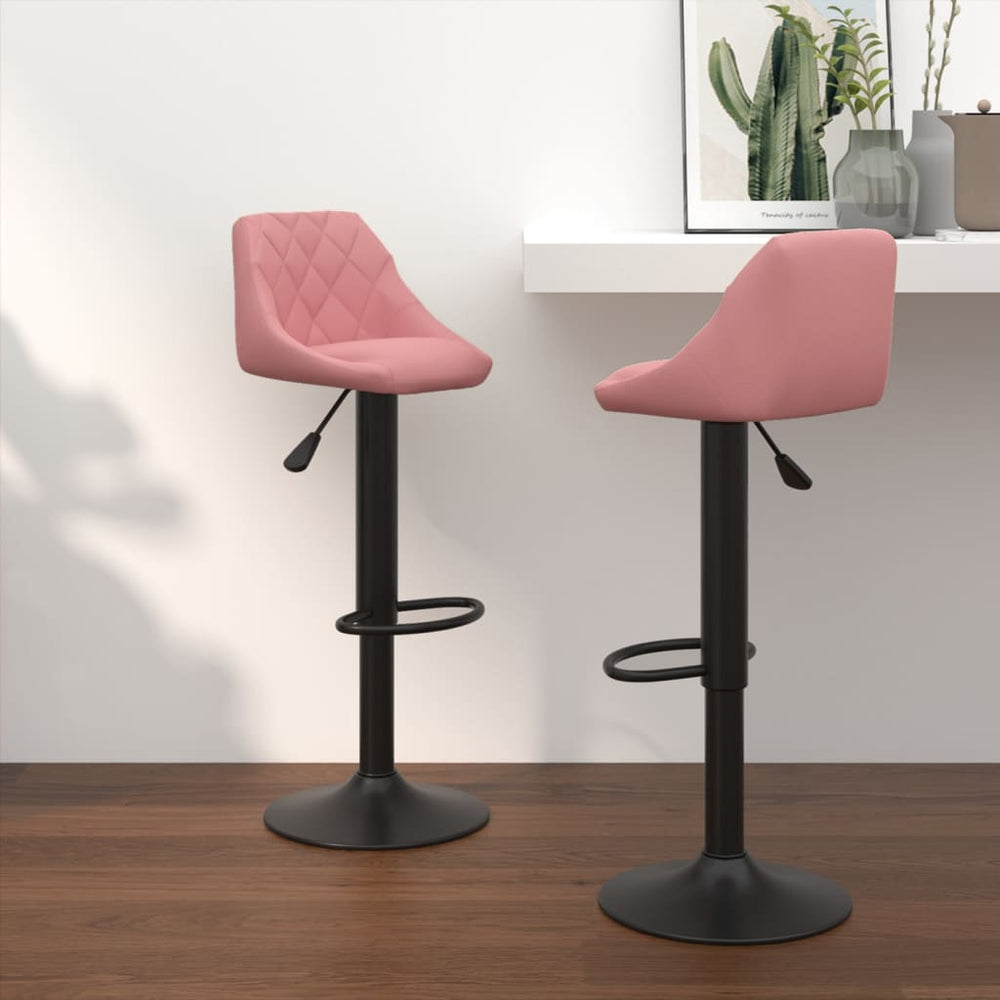 Bar stools, 2 pcs, pink, velvet