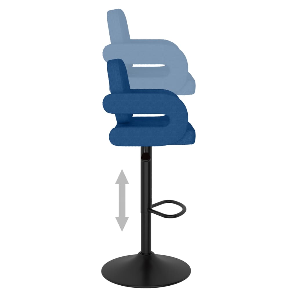 Bar stools, 2 pcs, blue, fabric