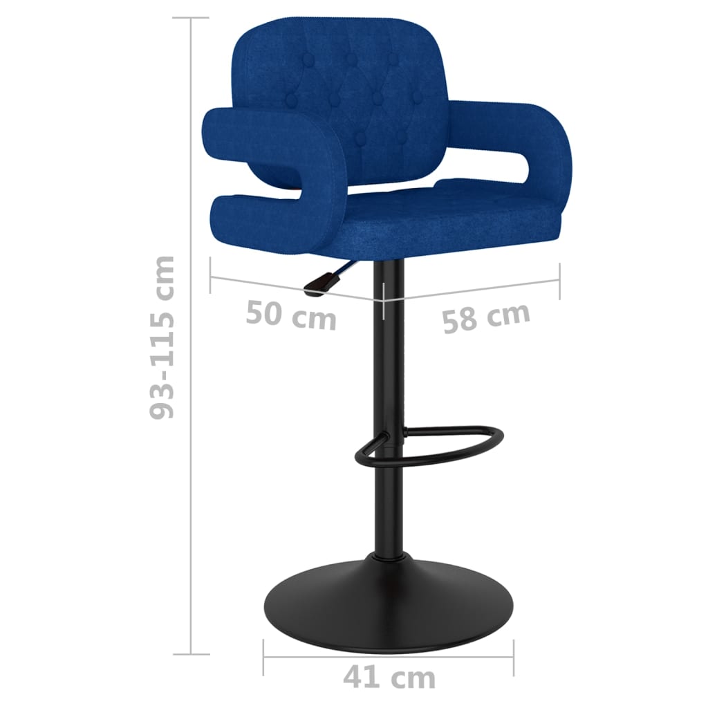 Bar stools, 2 pcs, blue, fabric